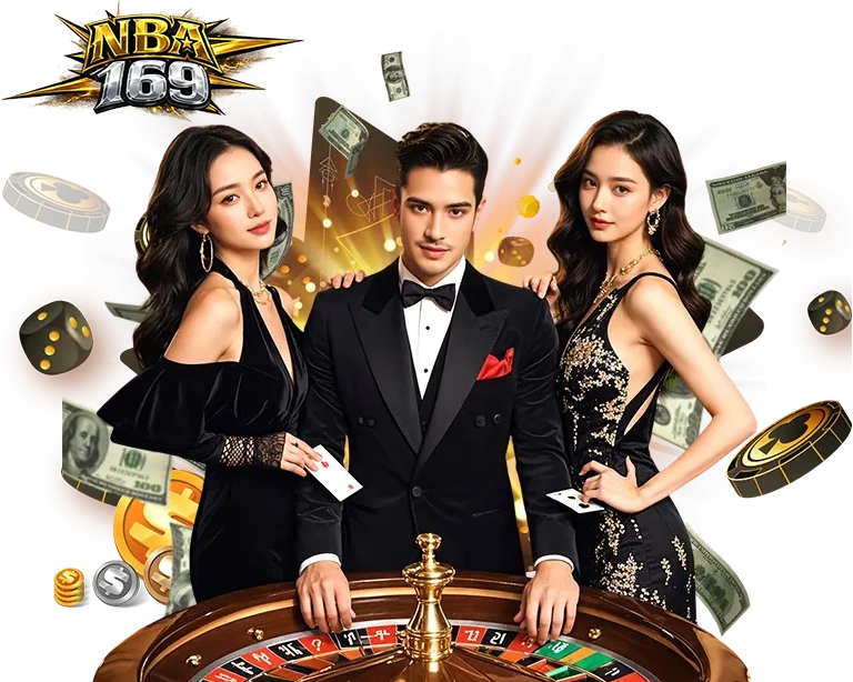 nba169-casino-roulette-banner-gold-luxury-2026.webp ภาพแบนเนอร์คาสิโน NBA169 โต๊ะรูเล็ตพร้อมตัวแทนเกมสไตล์หรู เอฟเฟกต์เงินและชิปคาสิโน เหมาะสำหรับใช้ประกอบหน้าเว็บสล็อต คาสิโน และเกมออนไลน์ nba169