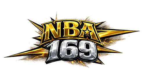 โลโก้ NBA169 สีทองสไตล์เกมออนไลน์ ดีไซน์ตัวอักษรโลหะ พร้อมเอฟเฟกต์แสง เหมาะสำหรับใช้เป็นภาพแบรนด์เว็บสล็อต คาสิโน และเกมเดิมพันออนไลน์ nba169